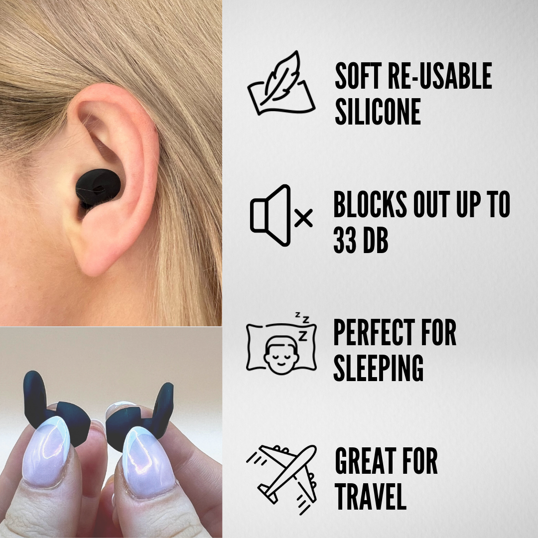 SYM Silicone Reusable Earplugs | Block out 33DB of Sound | Sleeping | Travel