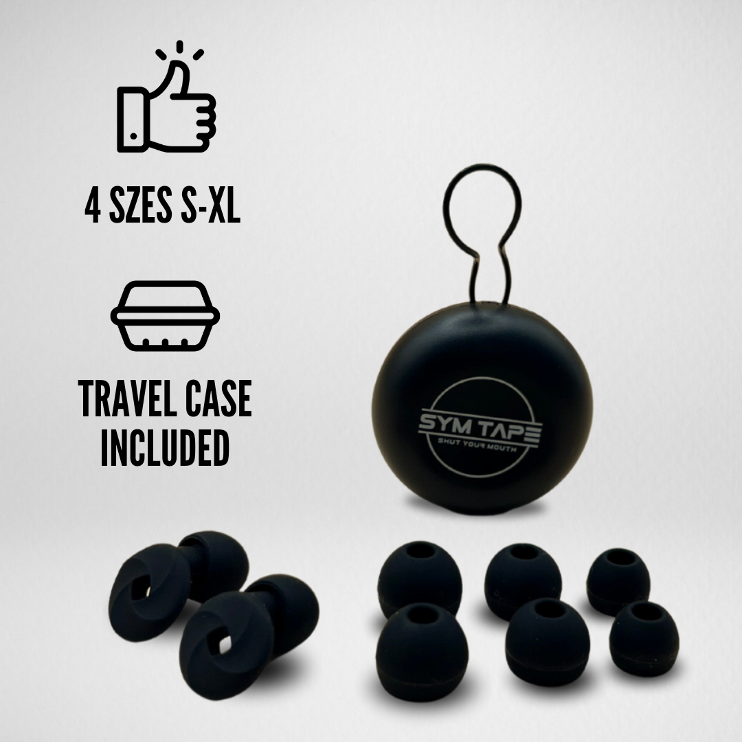 SYM Silicone Reusable Earplugs | 4 Sizes S-XL | Travel Case